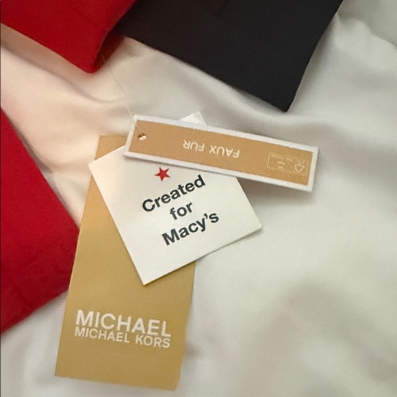 Michael Kors Red Puffer Jacket with Black Fur - Picture 6 of 7